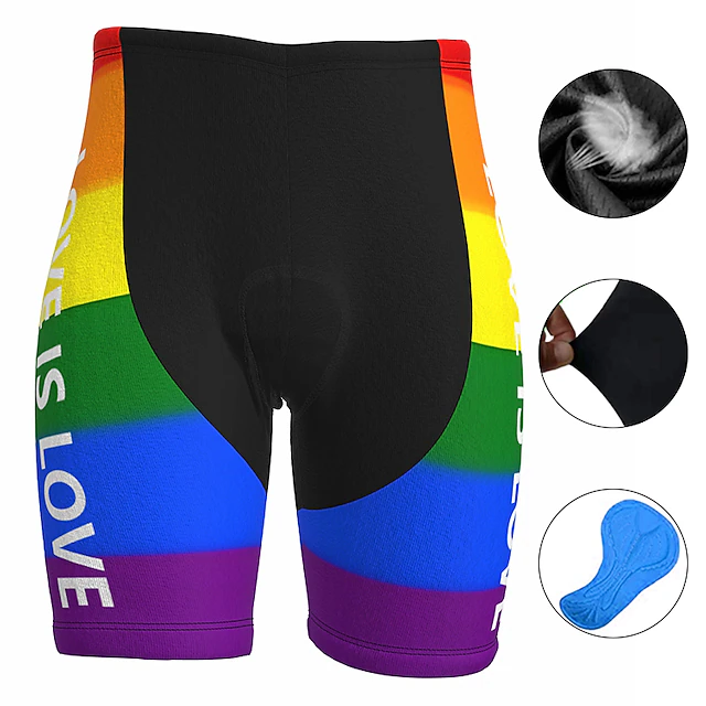 Men's Rainbow Cycling Road Shorts Bike Shorts Cycling Padded Shorts Bike Padded Shorts / Chamois Mountain Bike MTB Road Bike Cycling Sports 3D Pad Cycling Quick Dry Moisture Wicking Yellow Red Spandex 15