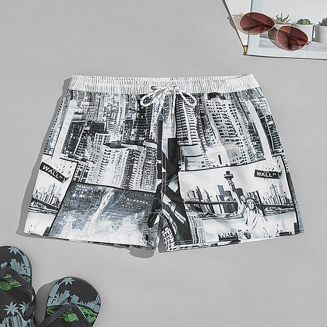 

Men's Classic Style Casual / Sporty Shorts Beach Shorts Drawstring Short Pants Sports Outdoor Daily Landscape Comfort Soft Mid Waist White S M L XL XXL