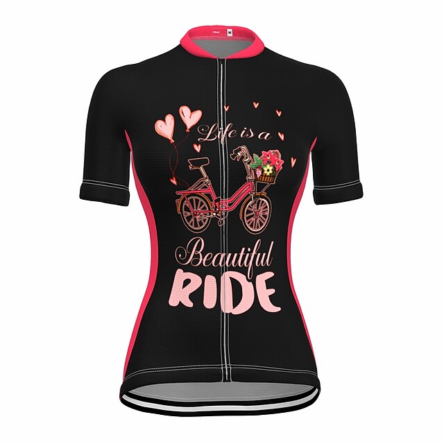 

21Grams Women's Short Sleeve Cycling Jersey Summer Spandex Black Heart Bike Top Mountain Bike MTB Road Bike Cycling Quick Dry Moisture Wicking Sports Clothing Apparel / Stretchy / Athleisure