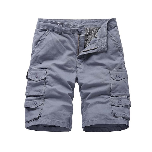

Men's Fashion Streetwear Shorts Zipper Pocket Short Pants Casual Daily Micro-elastic Solid Color Breathable Outdoor Mid Waist ArmyGreen Black Grey Khaki Navy Blue 32 34 36 38