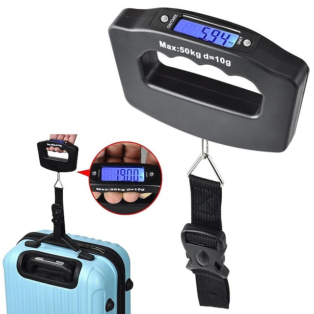  50kg / 10g pèse-bagages numérique valise électronique portable voyage pèse avec rétro-éclairage électronique voyage balances suspendues sangle / crochet en option