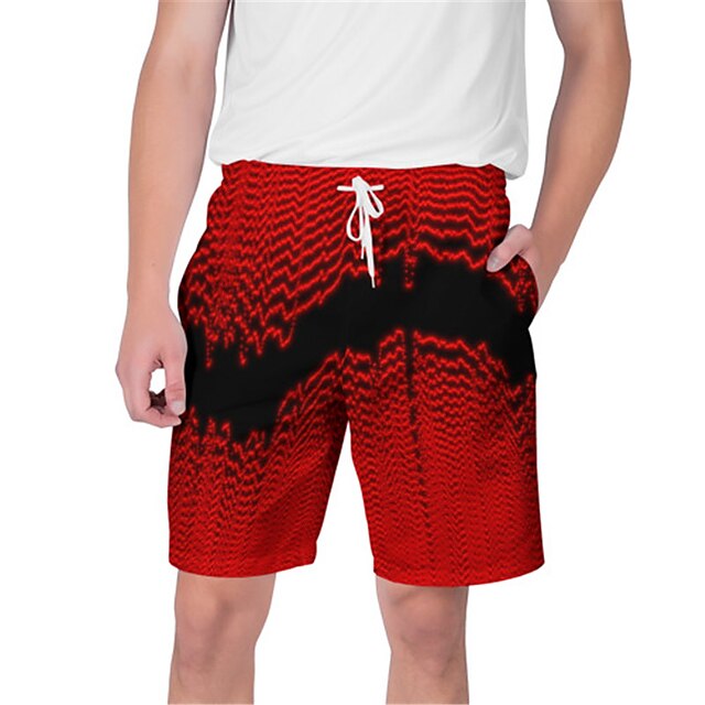 

Men's Streetwear Hawaiian Shorts Beach Shorts 3D Print Elastic Drawstring Design Short Pants Casual Daily Graphic Color Block Breathable Soft Mid Waist Black / Red Pink Rainbow Red S M L XL XXL