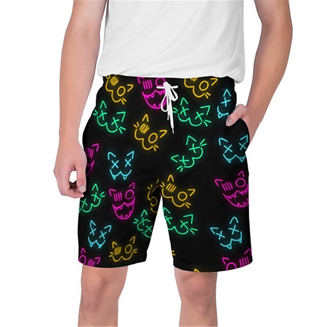 

Men's Streetwear Hawaiian Shorts Board Shorts Swim Trucks 3D Print Elastic Drawstring Design Short Pants Casual Daily Cartoon Graphic Breathable Soft Mid Waist White Black Purple Pink S M L XL XXL
