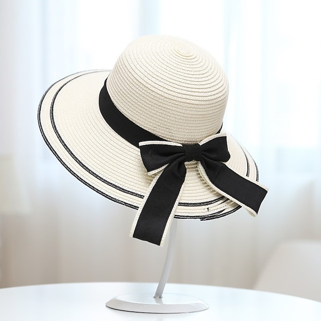 

Simple Solid Color Straw Hats with Bandage 1pc Party / Evening / Holiday Headpiece