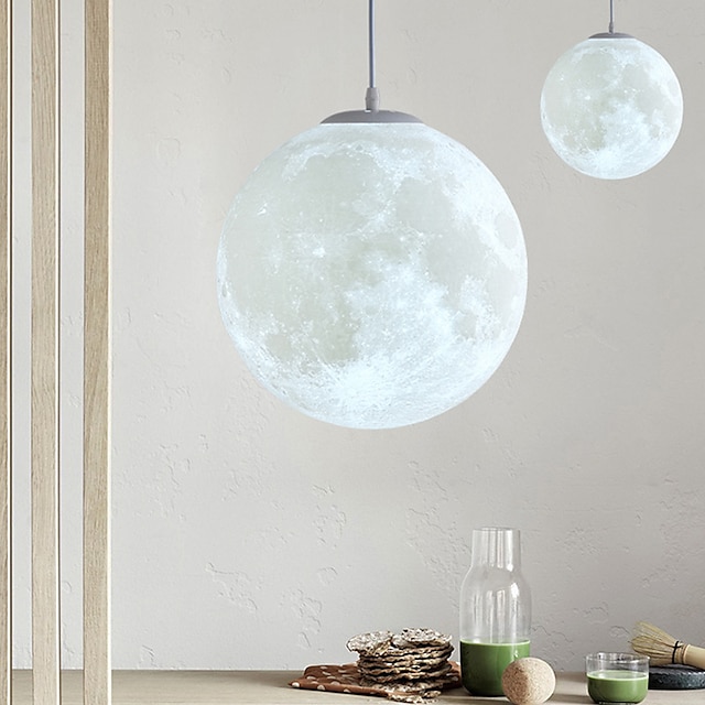 30/35 cm 3d-utskrift anheng lys led globe design måne kunstnerisk stil hjemmedeco. kreativt hengelys