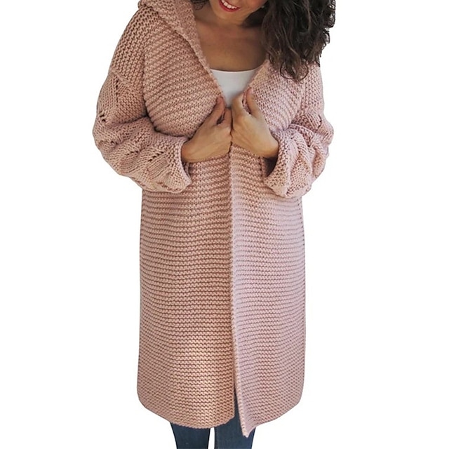 

Women's Cardigan Knitted Pure Color Stylish Casual Soft Long Sleeve Sweater Cardigans Hooded Spring Summer White Black Purple