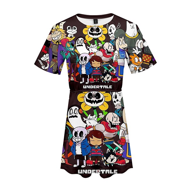 

Inspired by Undertale Sans Dress Cartoon 100% Polyester Anime Harajuku Graphic Kawaii Dress For Women's