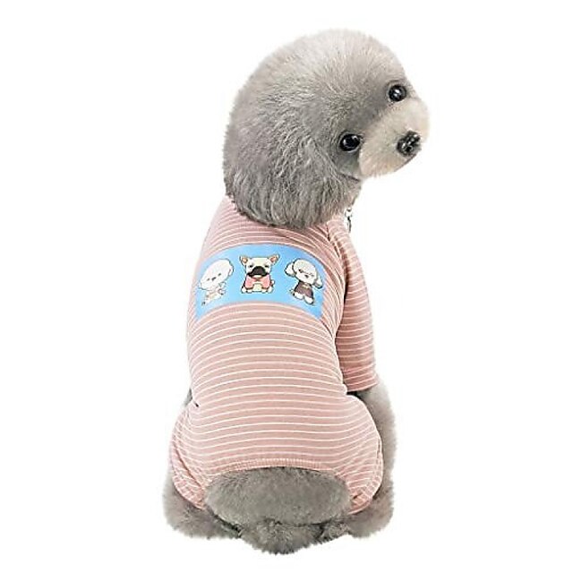  petit chien rayé pyjama confortable en coton pour animaux de compagnie chien chemise vêtements chiot tenue chat vêtements chien pyjama pjs chemise combinaison (rose, l2)