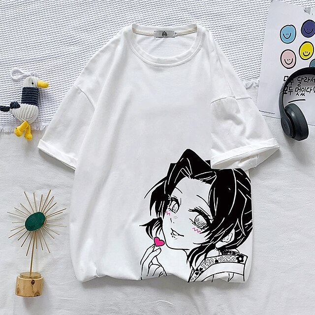 Toys & Hobbies Cosplay & Costumes | Inspired by Demon Slayer: Kimetsu no Yaiba Kochou Shinobu T-shirt Cartoon 100% Polyester Ani