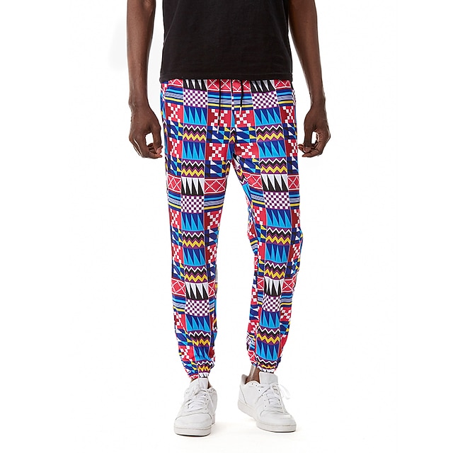 

Men's Chino Boho Jogger Chinos Sweatpants 3D Print Elastic Drawstring Design Full Length Pants Casual Color Block Graphic Prints Mid Waist Loose Purple S M L XL XXL