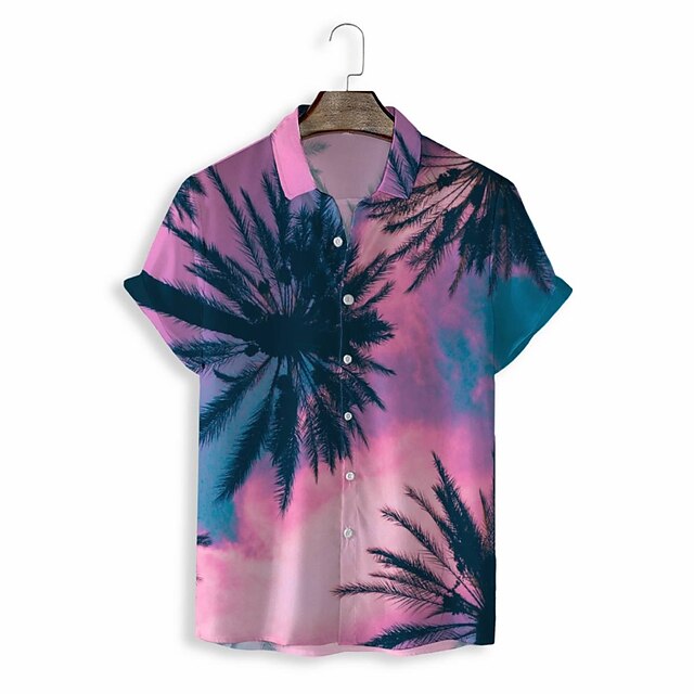 

Men's Shirt 3D Print Graphic Turndown Casual Daily 3D Print Short Sleeve Tops Casual Fashion Classic Pink