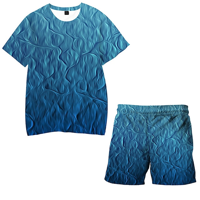 

Kids Boys T-shirt Shorts Clothing Set 2 Pieces Short Sleeve Blue Graphic Gradient Ramp Print Street Sports Vacation Fashion Comfort Cool Daily 3-13 Years