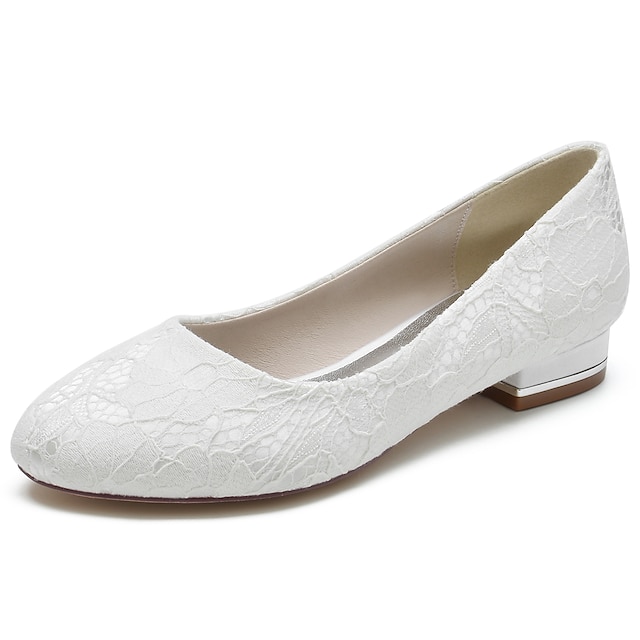 Wedding Shoes for Bride Bridesmaid Women Closed Toe Round Toe White ...