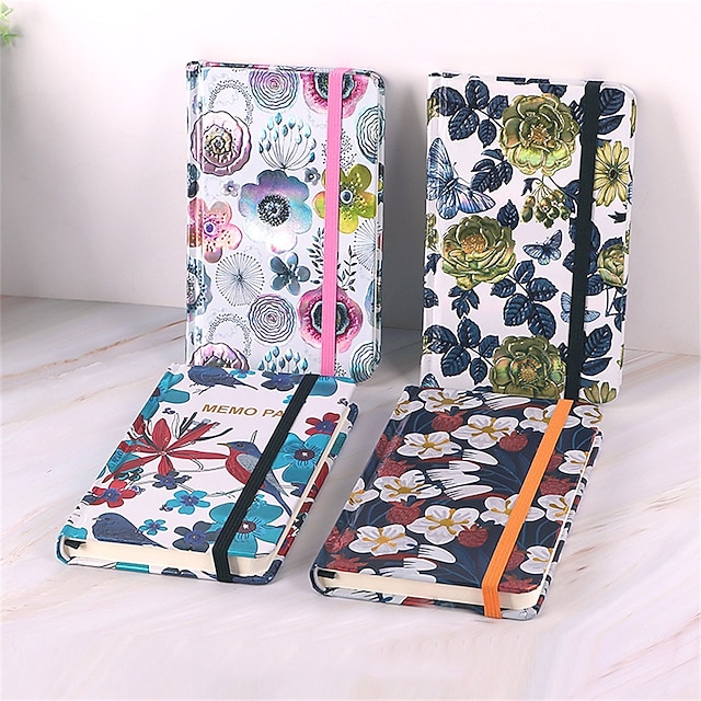 

4 pcs Notebook Ruled A6 4.1×5.8 Inch Retro Cartoon Paper Hardcover Portable 160 Pages Notebook for School Office