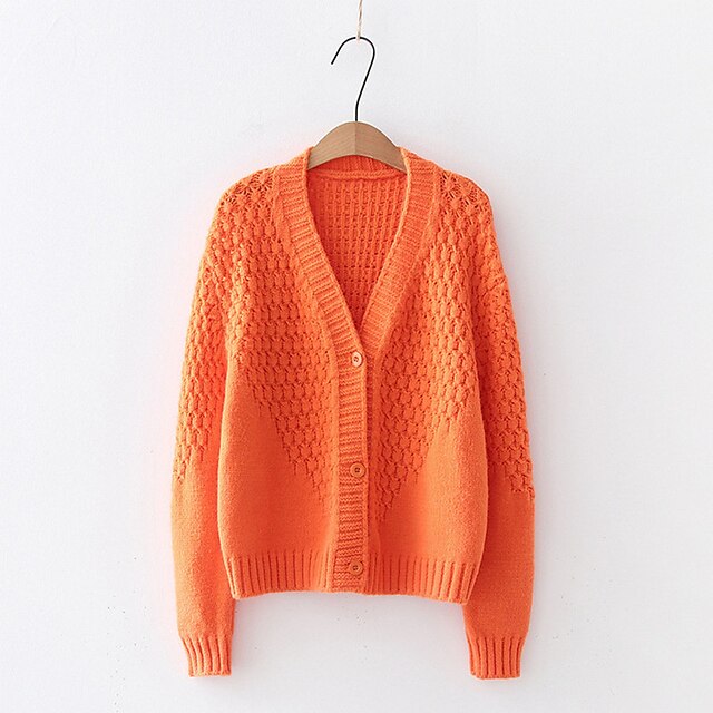 

Women's Cardigan Shrug Knitted Pure Color Shrugs Stylish Basic Long Sleeve Sweater Cardigans V Neck Spring Summer Green Purple Orange
