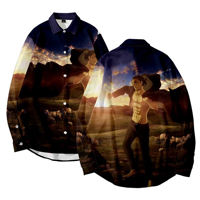 

Inspired by Attack on Titan Eren Yeager Cosplay Costume Cartoon Terylene Anime Harajuku Graphic Shirt For Men's / Women's / Top / Top