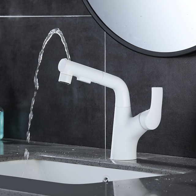  tvättställsblandare i badrummet - vridbar / utdragbar krom / galvaniserad / målade ytbehandlingar centerset enkelhandtag ett hålbadskranar