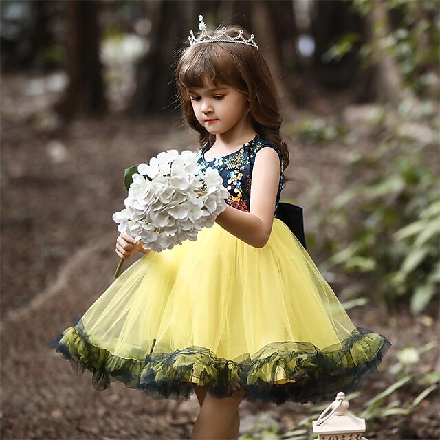 

Kids Little Girls' Dress Plain Tulle Dress Party Daily Sequins Green Blue Pink Knee-length Sleeveless Elegant Cute Dresses Children's Day Spring Summer Slim 3-10 Years