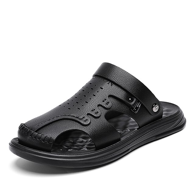 

Men's Sandals Fashion Sandals Slides Flip-flops Casual Beach Daily Faux Leather Black Gray Summer