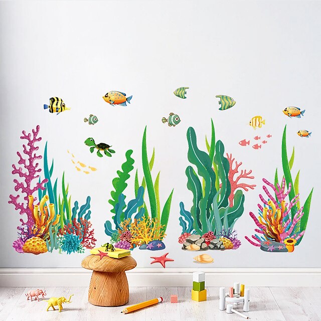 Home & Garden Home Decor | Underwater World Aquatic Grass Coral Fish Creative Personality Home Decoration Living Room Sofa Backg