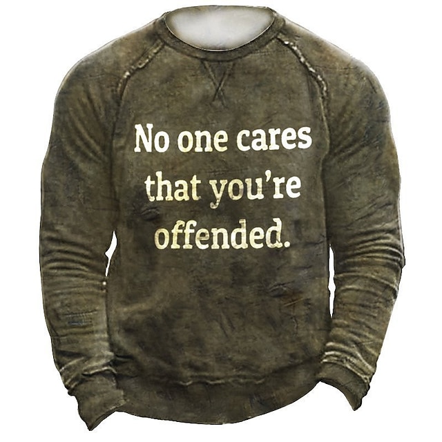 

Men's Sweatshirt Pullover Graphic Letter Print Sports Outdoor Casual Daily 3D Print Basic Casual Hoodies Sweatshirts Army Green