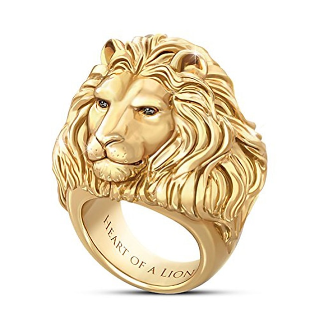  1 pc טבעת For בגדי ריקוד גברים איש אישה מסיבה / ערב רחוב ציפוי זהב 18 קאראט קלאסי אריה