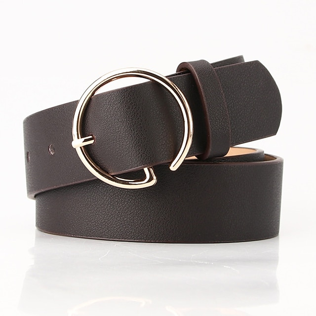 Women's Unisex PU Buckle Belt PU Leather Prong Buckle Plain Casual ...