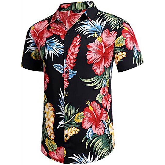 Mens Clothing Mens Shirts | Mens Shirt Graphic Turndown Party Casual Button-Down Short Sleeve Tops Cotton Casual A / Summer - FL