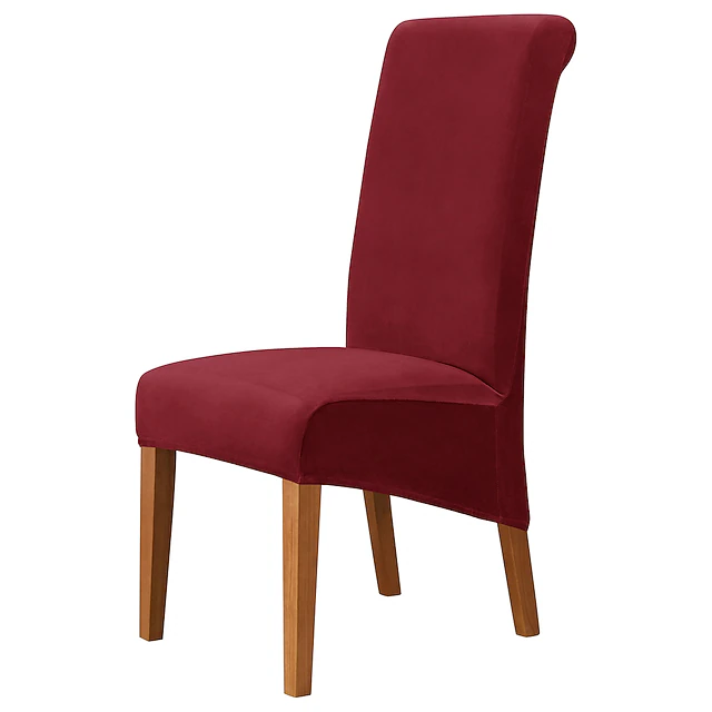 Velvet Dining Chair Covers, Burgundy Stretch Chair Cover, Spandex High back Chair Protector Covers Seat Slipcover with Elastic Band for Dining Room,Wedding, Ceremony, Banquet 16