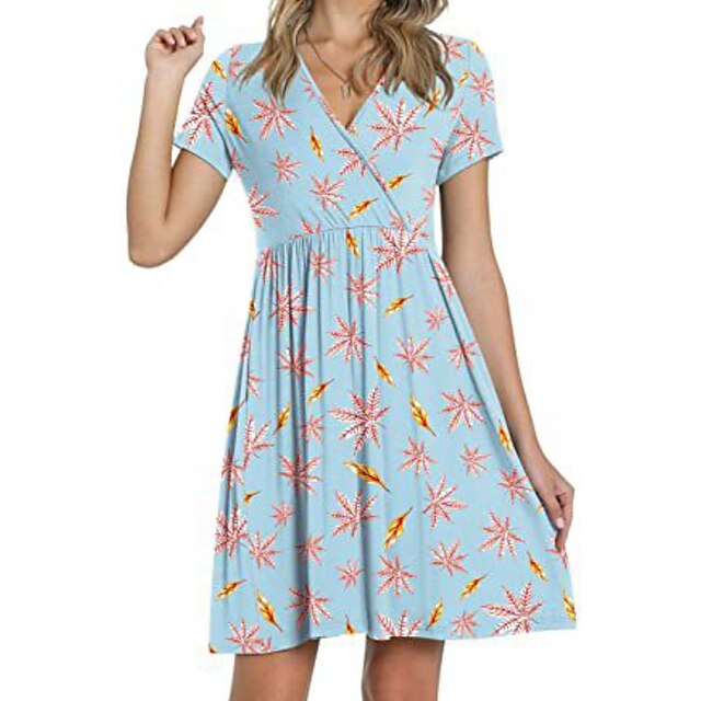 

Women's A Line Dress Short Mini Dress Blue White Black Dark Blue Red Yellow Beige Light Blue Short Sleeve Floral Pocket Print Spring Summer V Neck Casual 2022 S M L XL XXL