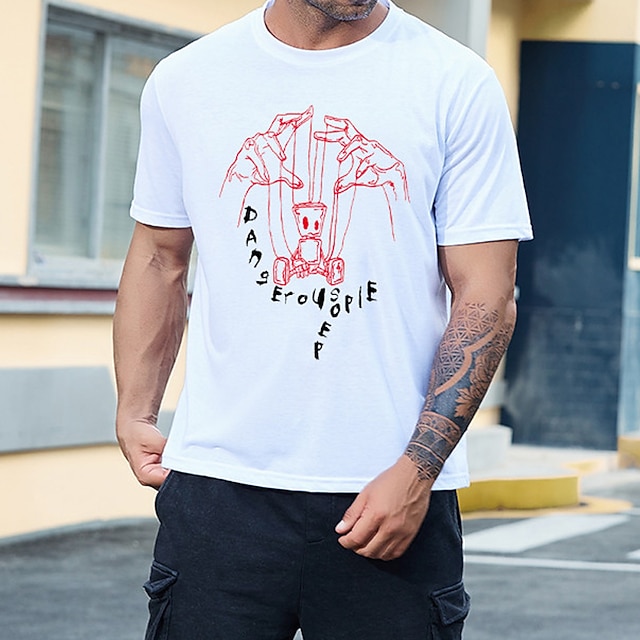 

Men's T shirt Hot Stamping Graphic Prints Hand Toy Bear Crew Neck Street Casual Print Short Sleeve Tops Basic Fashion Designer Big and Tall White Khaki