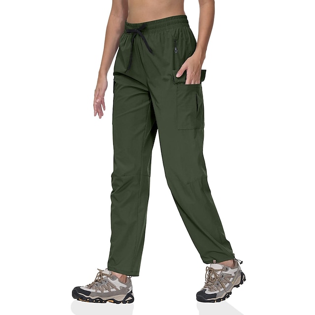 Womens Hiking Trousers Outdoor Lightweight Capris Climbing Pants Quick Dry UV Protection with Zipper Pockets