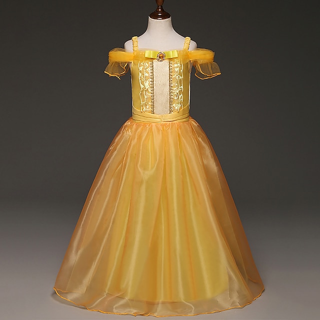 

Kids Little Girls' Dress Solid Colored A Line Dress Special Occasion Mesh Yellow Maxi Short Sleeve Princess Sweet Dresses Summer Regular Fit 3-10 Years