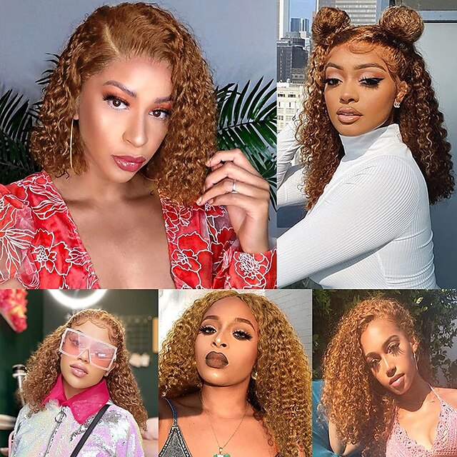 

Remy Human Hair 360 Lace Wig Side Part Short Bob Wig with Curly 150%-180% Density Bleached Knots with Natural Hair Line Wig for Women