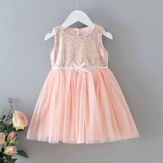 

Kids Little Girls' Dress Solid Colored A Line Dress School Daily Holiday Ruched Mesh Patchwork White Cotton Knee-length Sleeveless Princess Cute Sweet Dresses Fall Spring Regular Fit 1-5 Years
