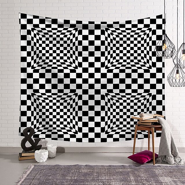 

Geometric Checkerboard Wall Tapestry Art Decor Blanket Curtain Hanging Home Bedroom Living Room Decoration Polyester