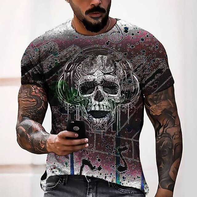 

Men's Tee T shirt 3D Print Graphic Round Neck Casual Daily 3D Print Short Sleeve Tops Fashion Designer Cool Comfortable Gray