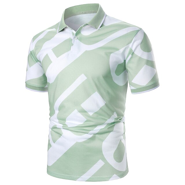

Men's Golf Shirt Dress Shirt Casual Shirt Holiday Geometry Classic Collar Casual Leisure Sports Color Block Button-Down Short Sleeve Tops Summer Shirts Casual Fashion Classic Green