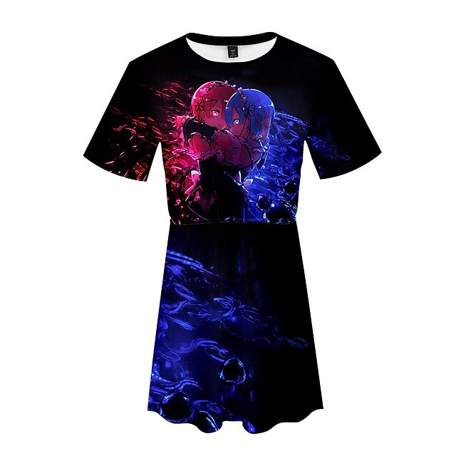 

Inspired by Re:Zero Starting Life in Another World Rem Emilia Dress Cartoon 100% Polyester Anime Harajuku Graphic Kawaii Dress For Women's