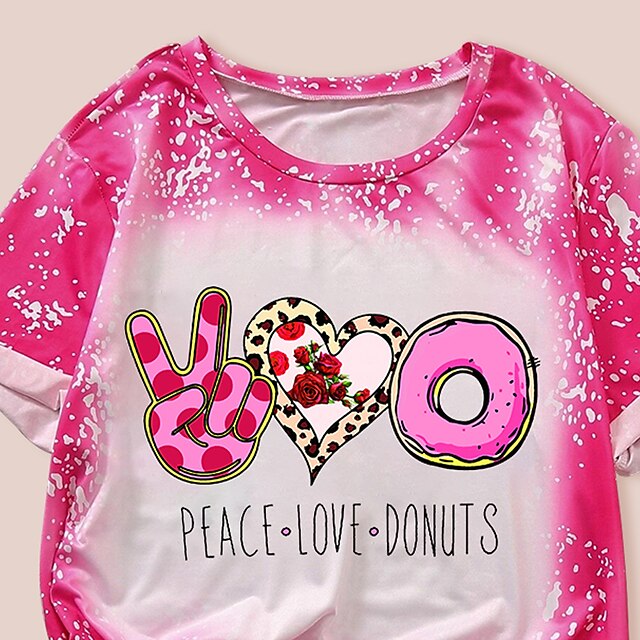 Baby & Kids Matching Outfits | Mommy and Me Valentines T shirt Tops Heart Rose Letter Causal Print Pink Short Sleeve Daily Match