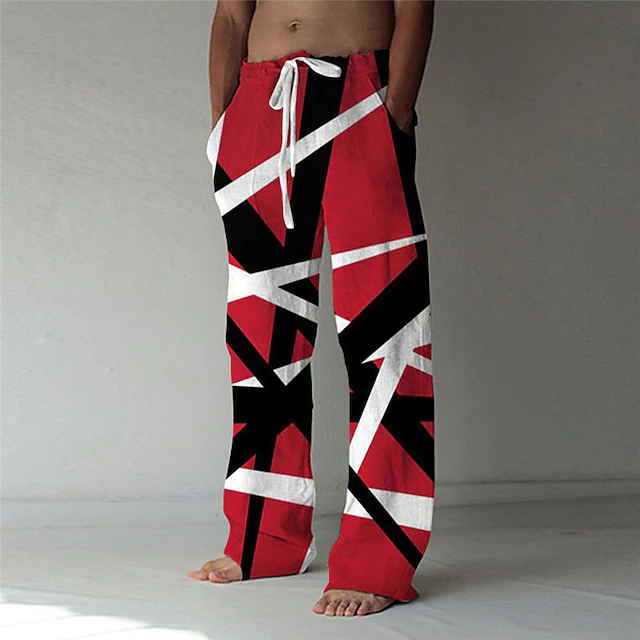 Men's Trousers Summer Pants Baggy Beach Pants Elastic Drawstring Design ...