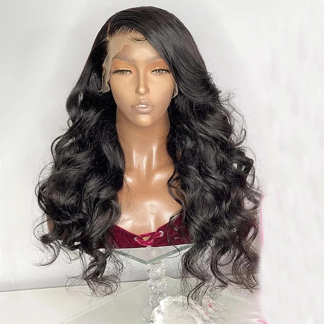 

Natural Black Long Wavy Wave Glueless Lace Front Wigs For Women Synthetic Hair Wig Pre Plucked Daily Wig