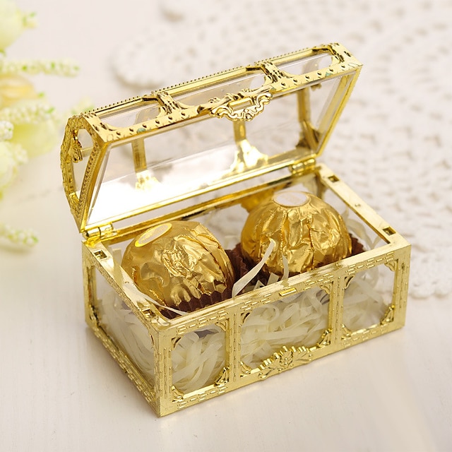 12Pcs Clear Plastic Tray Gift Candy Boxes Wedding Favor Sweet Case Party Decor