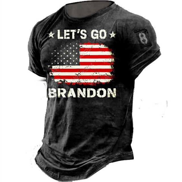 

Men's T shirt 3D Print Graphic Prints Flag Crew Neck Casual Daily Print Short Sleeve Tops Fashion Vintage Classic Comfortable Black Brown / Summer