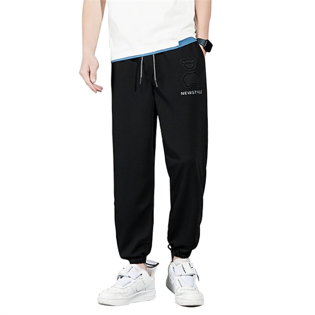 

Men's Casual Chinos Pants Casual Micro-elastic Solid Color Mid Waist Black Gray S M L XL XXL