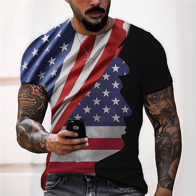 

Men's Unisex T shirt 3D Print Graphic Prints National Flag Crew Neck Street Daily Print Short Sleeve Tops Casual Designer Big and Tall Sports Blue