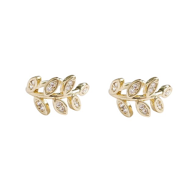 Shoes & Bags Fashion Accessories | Womens Clip on Earring Classic Leaf Artistic Fashion Modern Cute Sweet Earrings Jewelry Gold 