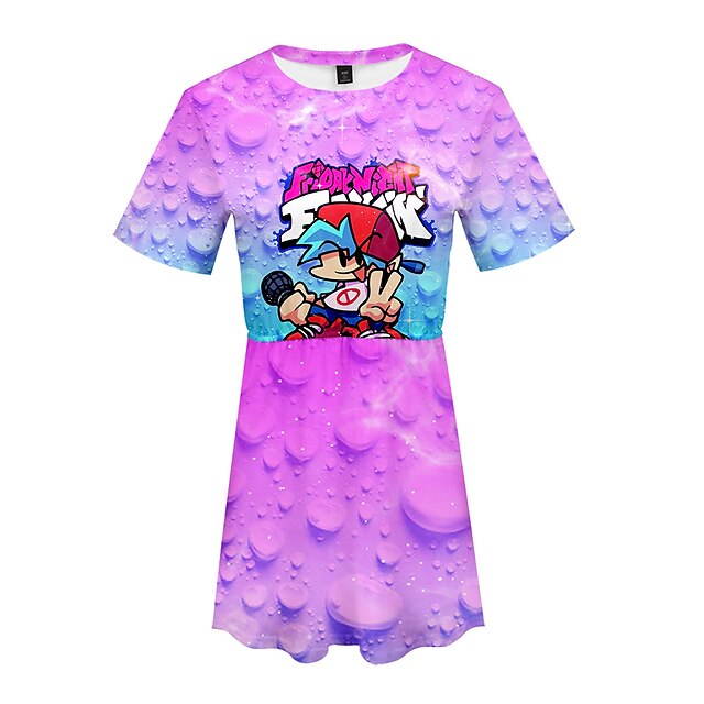 

Inspired by Friday Night Funkin' BF Dress Cartoon 100% Polyester Anime Harajuku Graphic Kawaii Dress For Women's