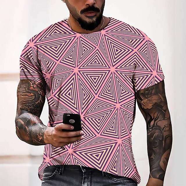 

Men's Tee T shirt 3D Print Graphic Round Neck Casual Daily 3D Print Short Sleeve Tops Fashion Designer Cool Comfortable Pink