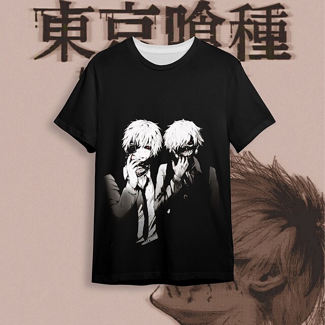 

Inspired by Tokyo Ghoul Kaneki Ken T-shirt Cartoon 100% Polyester Anime Harajuku Graphic Kawaii T-shirt For Men's / Women's / Couple's
